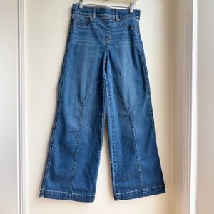 SPANX Seamed Front  Stretch  Wide Leg Jean  Blue Pull  On  Women’s Size M